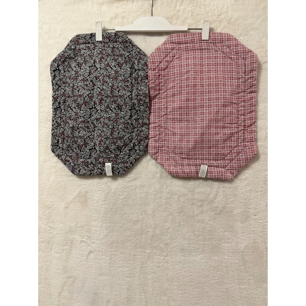 Vintage Quilted Placemats Set 2 Teddy Bear Cow Applique Farmhouse Red Blue